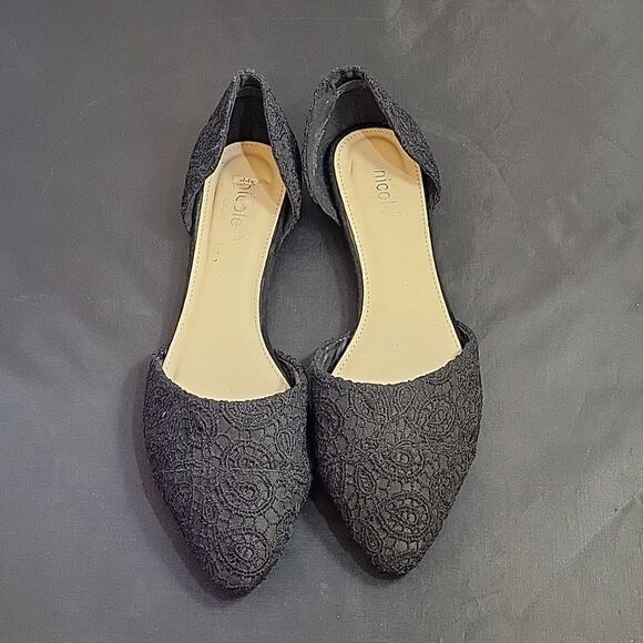 NICOLE LACE POINTED TOE D'ORSAY SLIP-ON WOMEN"S FLAT - Picture 3 of 12